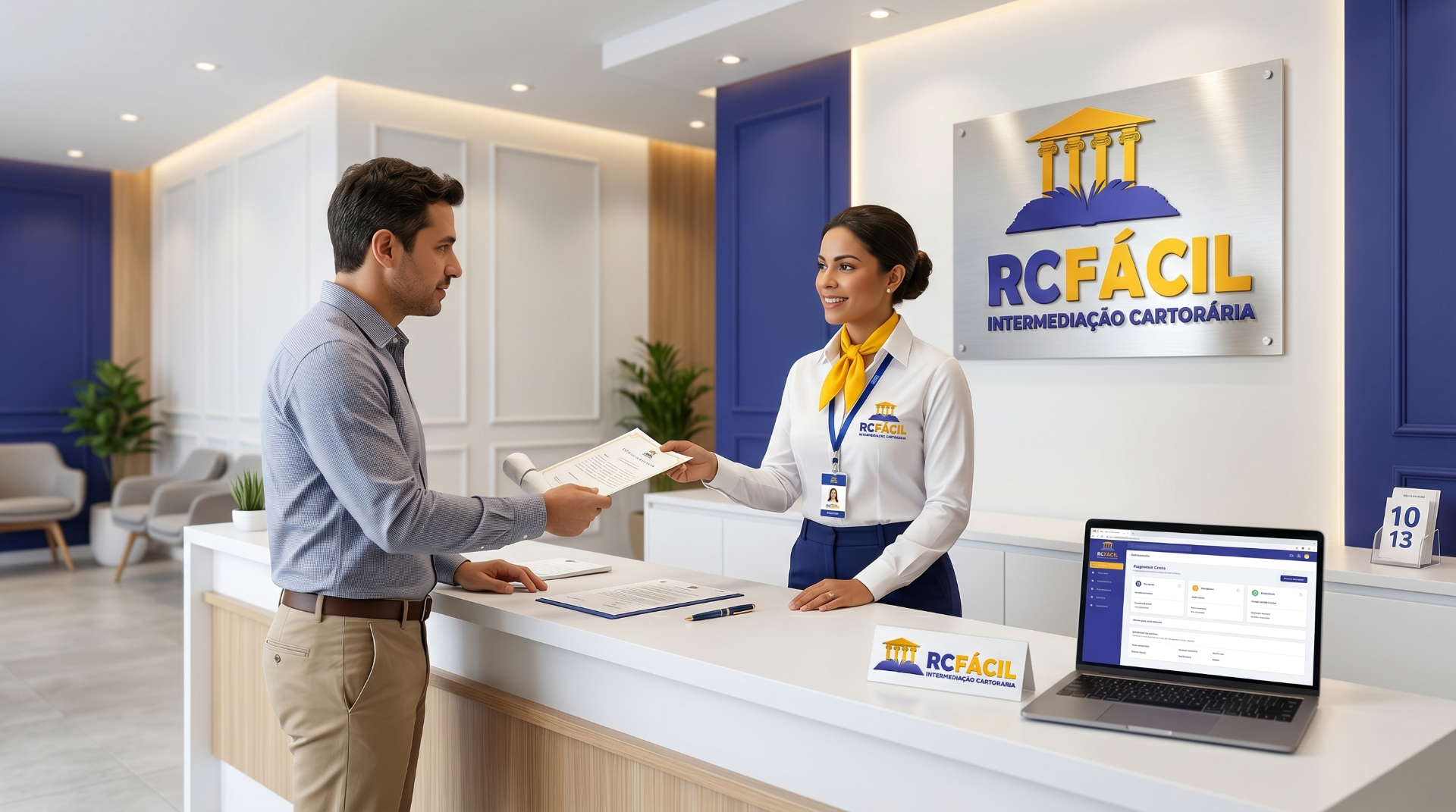 Atendimento no balcão da RCFácil